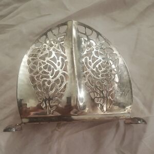 Vintage Silver-Plated Brass Napkin Holder
